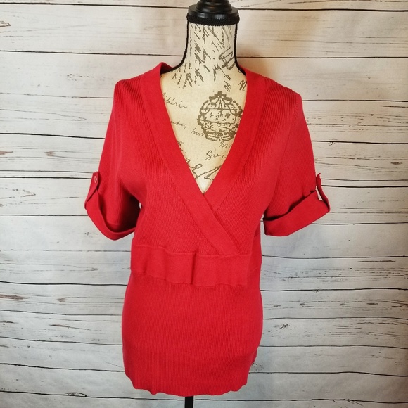 Lane Bryant Sweaters - Lane Bryant Cross V-Neck Red Sweater 14/16